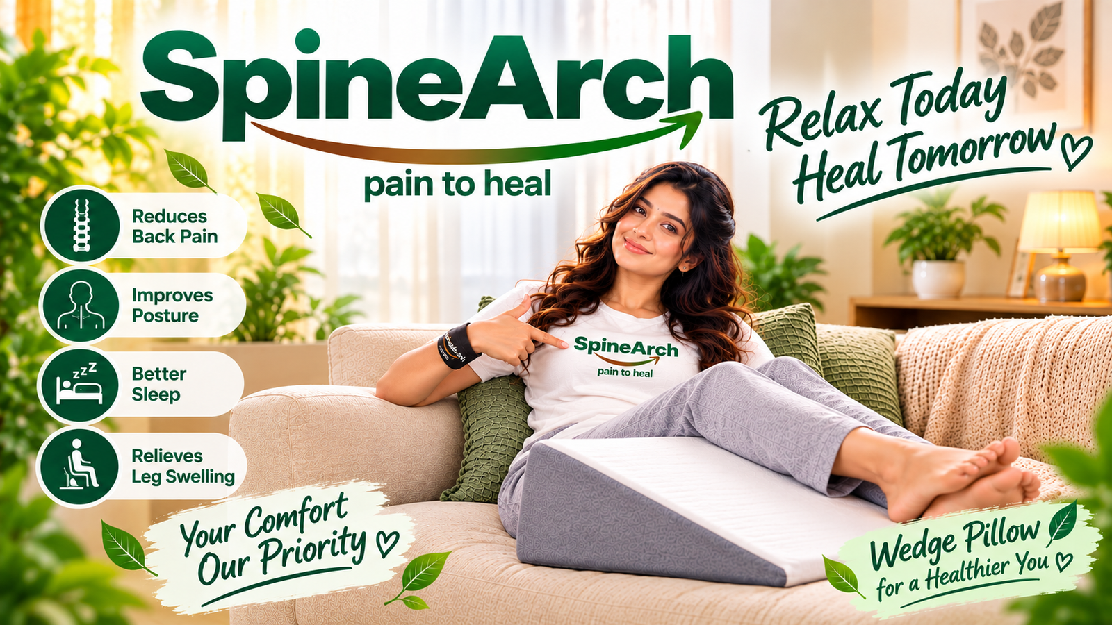 Home spinearch wedge pillow wellness banner